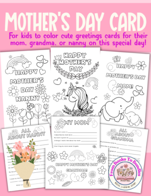blank mother's day custom greetings card for kids to color for mom, nanny or grandma