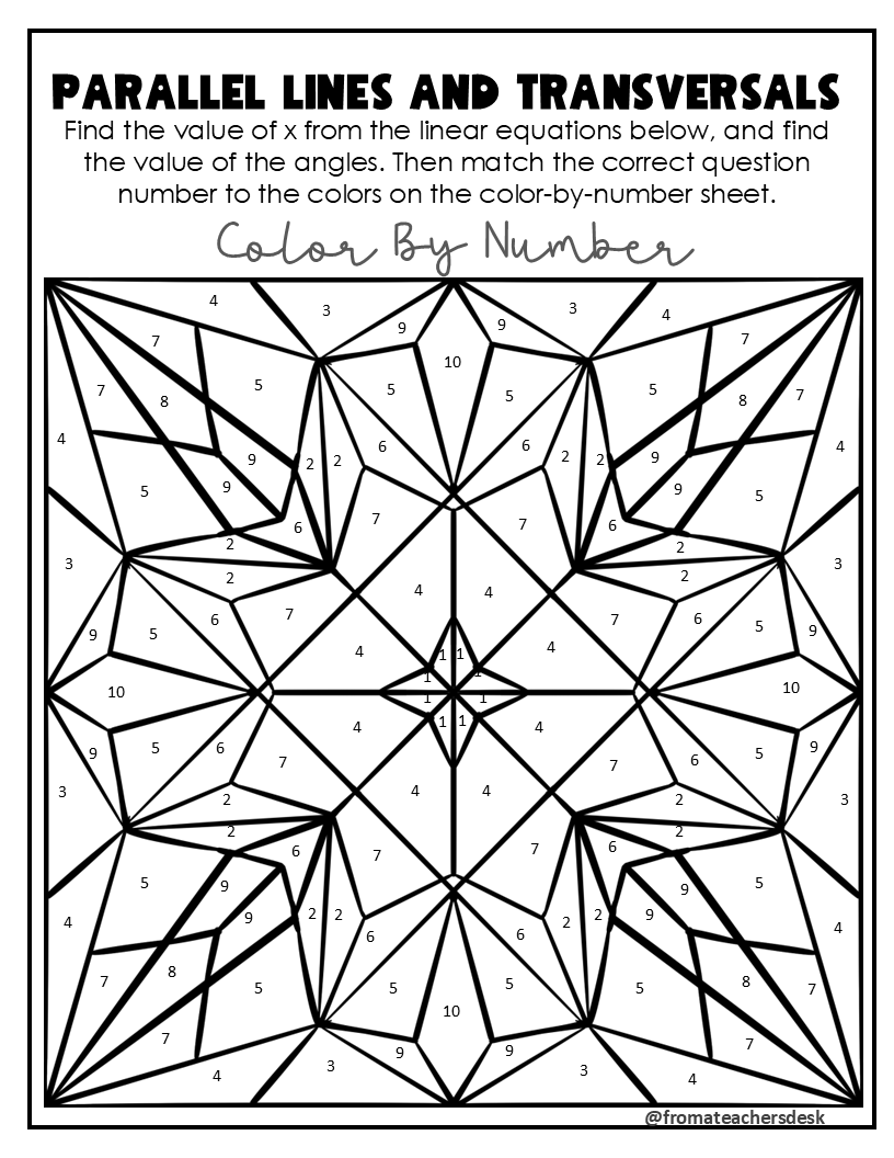 Parallel Lines Cut By a Transversal Worksheets & Task Cards - From ...